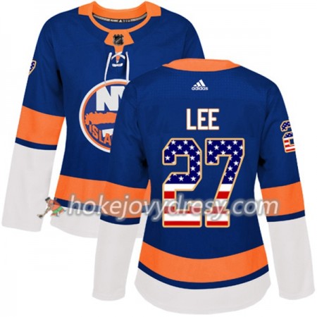 Dámské Hokejový Dres New York Islanders Anders Lee 27 2017-2018 USA Flag Fashion Modrá Adidas Authentic